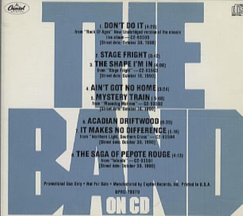 The Band The Band On CD CD album (CDLP) US T-BCDTH308387