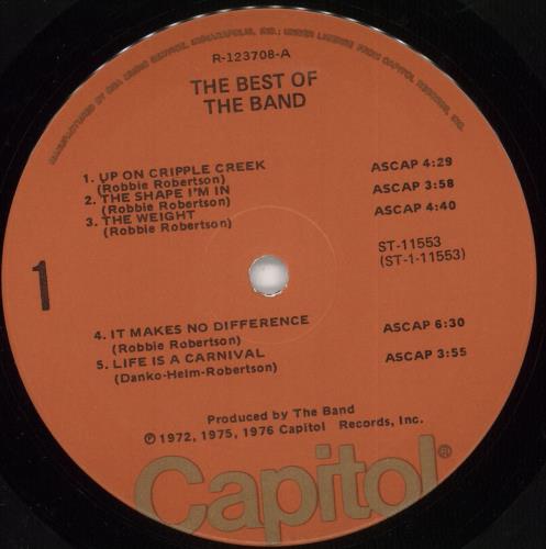 The Band The Best Of The Band vinyl LP album (LP record) US T-BLPTH727186