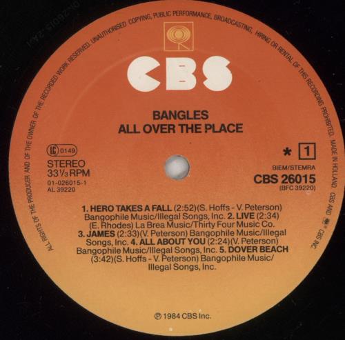 The Bangles All Over The Place vinyl LP album (LP record) Dutch BGLLPAL596566