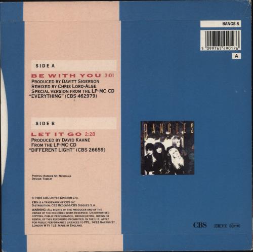 The Bangles Be With You 7" vinyl single (7 inch record / 45) UK BGL07BE225093