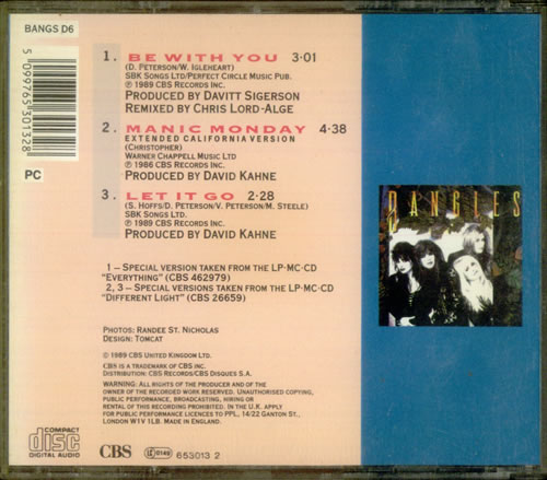 The Bangles Be With You CD single (CD5 / 5") UK BGLC5BE30676
