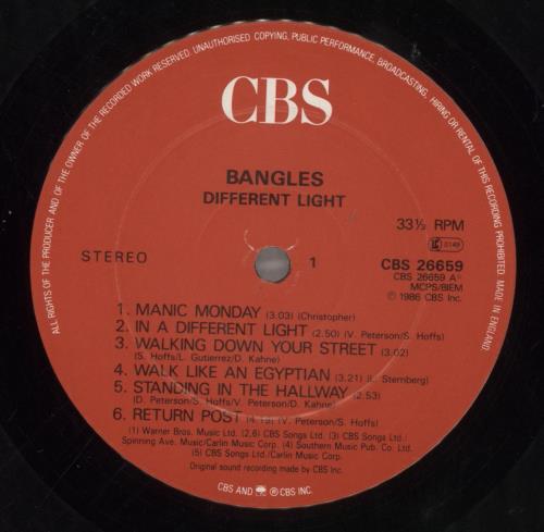 The Bangles Different Light vinyl LP album (LP record) UK BGLLPDI232030