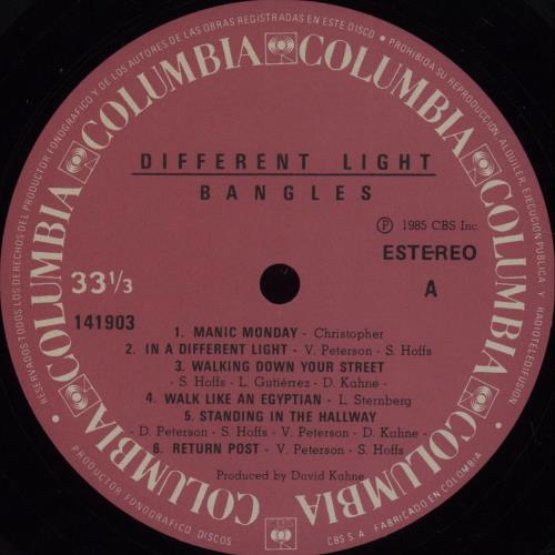 The Bangles Different Light vinyl LP album (LP record) Colombian BGLLPDI676573