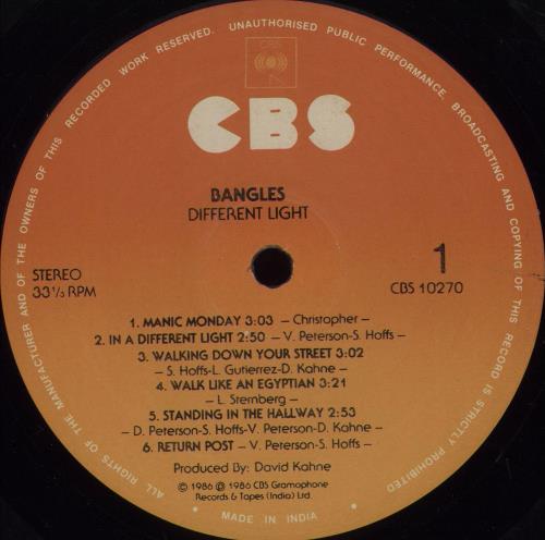 The Bangles Different Light vinyl LP album (LP record) Indian BGLLPDI676577