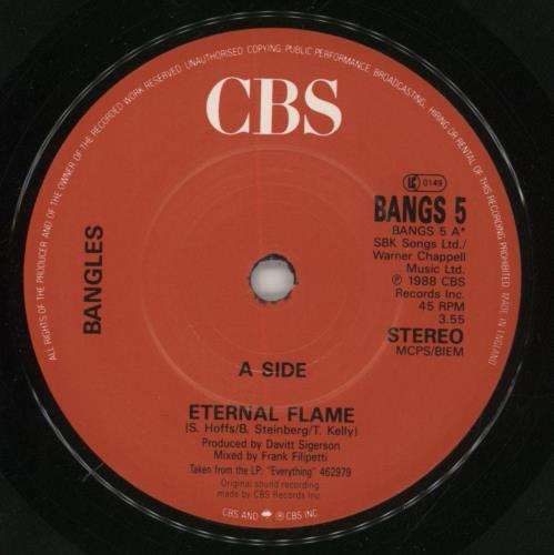 The Bangles Eternal Flame 7" vinyl single (7 inch record / 45) UK BGL07ET273063