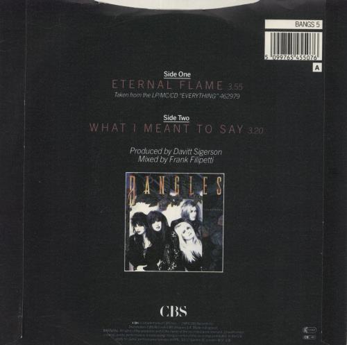 The Bangles Eternal Flame 7" vinyl single (7 inch record / 45) UK BGL07ET273063