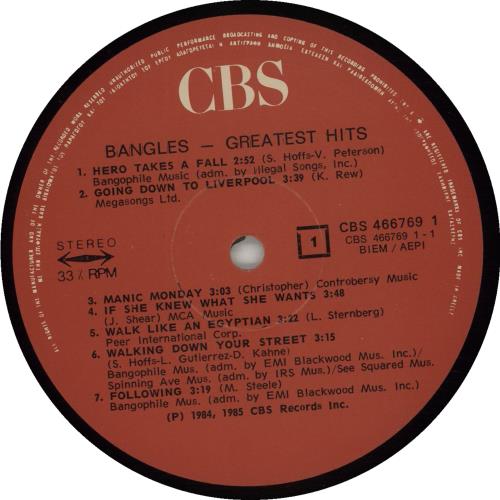 The Bangles Greatest Hits vinyl LP album (LP record) Greek BGLLPGR676335