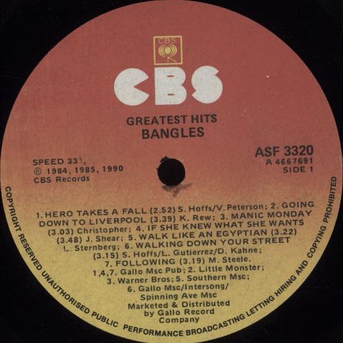 The Bangles Greatest Hits vinyl LP album (LP record) South African BGLLPGR677405