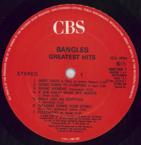 The Bangles Greatest Hits vinyl LP album (LP record) UK BGLLPGR803139