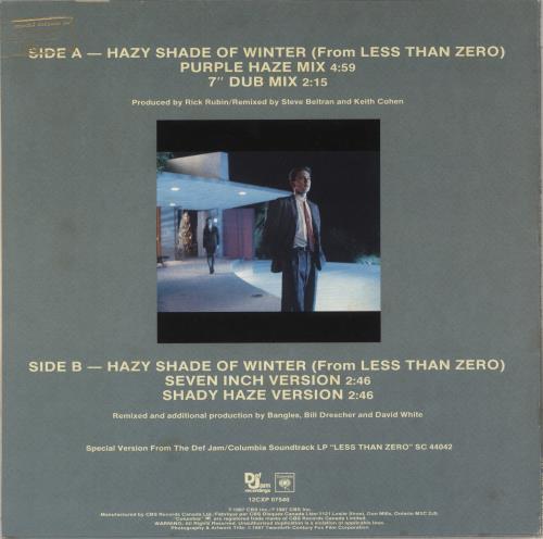 The Bangles Hazy Shade Of Winter - Gold Stamp 12" vinyl single (12 inch record / Maxi-single) Canadian BGL12HA868388