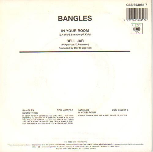 The Bangles In Your Room 7" vinyl single (7 inch record / 45) Spanish BGL07IN676656