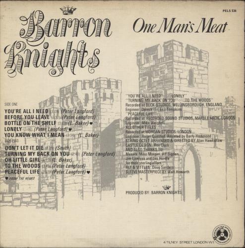 The Barron Knights One Man's Meat vinyl LP album (LP record) UK KN8LPON875129