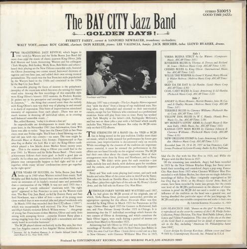 The Bay City Jazz Band Golden Days! vinyl LP album (LP record) US VRYLPGO568183