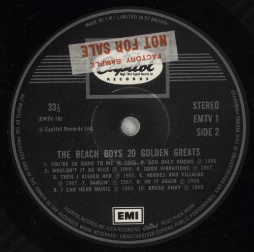 The Beach Boys 20 Golden Greats - Factory Sample + PR vinyl LP album (LP record) UK BBOLPGO867305