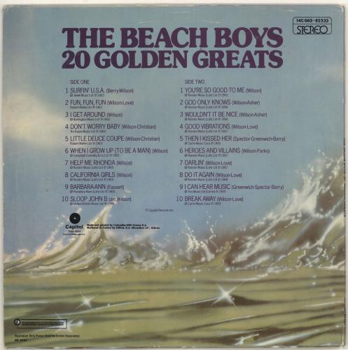 The Beach Boys 20 Golden Greats vinyl LP album (LP record) Greek BBOLPGO726886