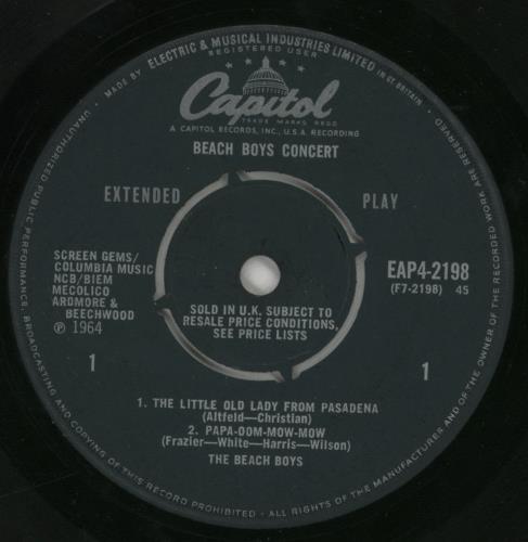 The Beach Boys Beach Boys Concert Ep 7" vinyl single (7 inch record / 45) UK BBO07BE62802