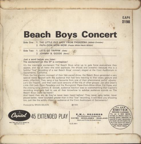 The Beach Boys Beach Boys Concert Ep 7" vinyl single (7 inch record / 45) UK BBO07BE62802