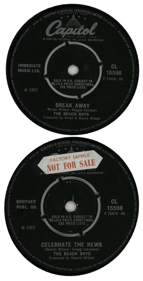 The Beach Boys Break Away - Factory Sample 7" vinyl single (7 inch record / 45) UK BBO07BR47269