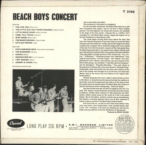 The Beach Boys Concert - EX vinyl LP album (LP record) UK BBOLPCO707429