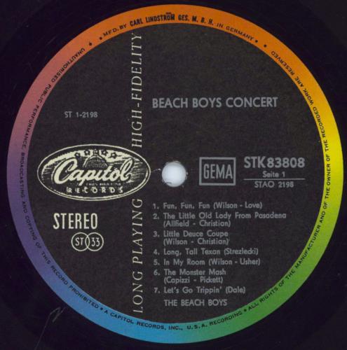 The Beach Boys Concert vinyl LP album (LP record) German BBOLPCO806934