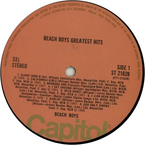 The Beach Boys Greatest Hits - 2nd - EX vinyl LP album (LP record) UK BBOLPGR211316