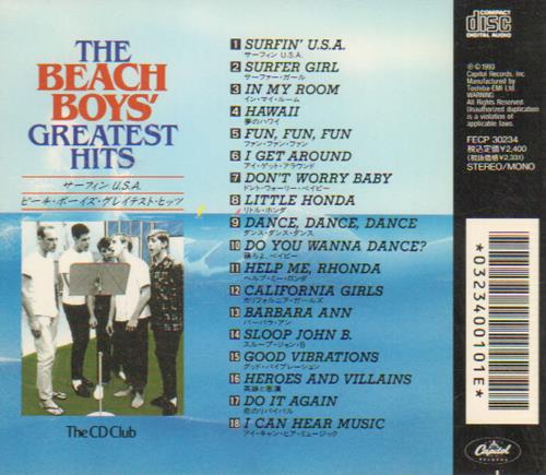 The Beach Boys Greatest Hits CD album (CDLP) Japanese BBOCDGR647843