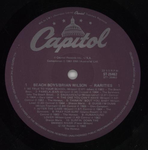 The Beach Boys Rarities vinyl LP album (LP record) Australian BBOLPRA104898