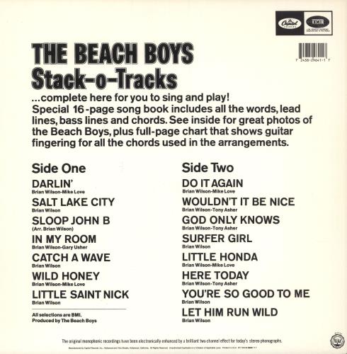 The Beach Boys Stack-O-Tracks + Booklet vinyl LP album (LP record) US BBOLPST747925