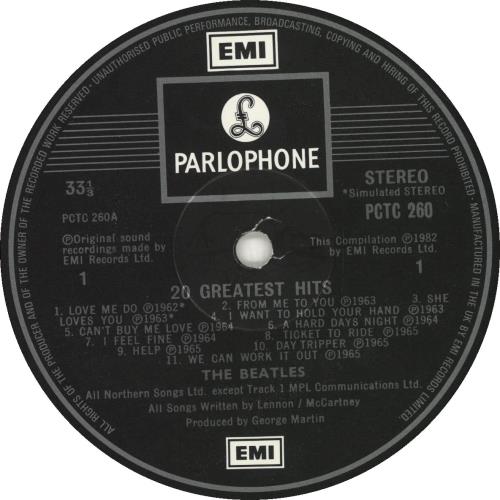 The Beatles 20 Greatest Hits - 1st - EX vinyl LP album (LP record) UK BTLLPGR697119