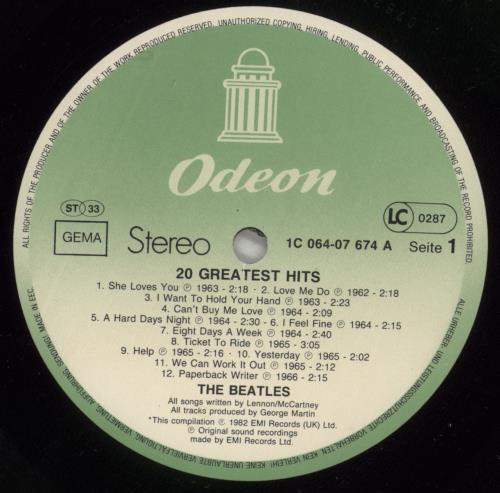The Beatles 20 Greatest Hits - Shrink vinyl LP album (LP record) German BTLLPGR876027