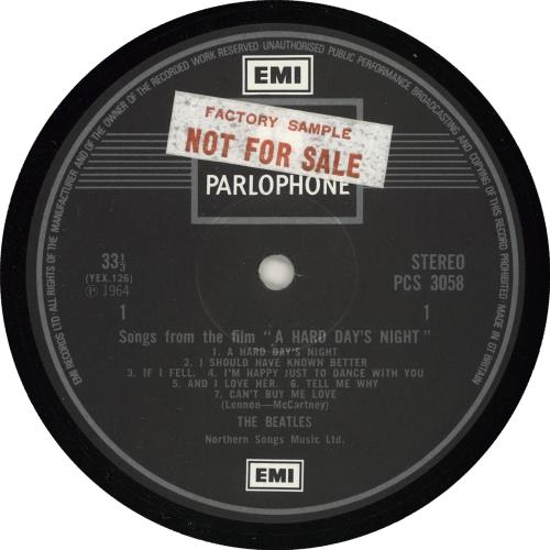 The Beatles A Hard Day's Night - EMI - Sample vinyl LP album (LP record) UK BTLLPAH720930