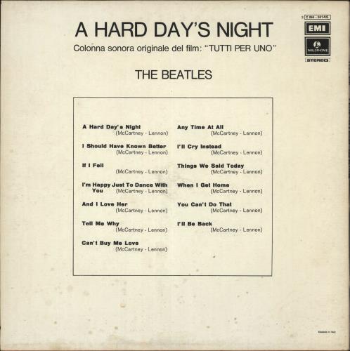 The Beatles A Hard Day's Night - Light Blue Label -VG vinyl LP album (LP record) Italian BTLLPAH732943