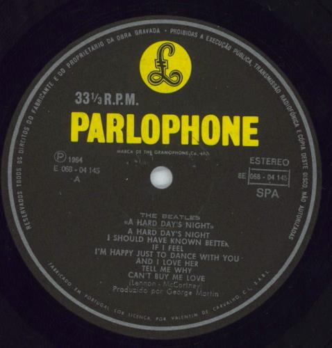 The Beatles A Hard Day's Night - Yellow & Black vinyl LP album (LP record) Portuguese BTLLPAH144460