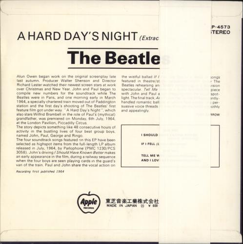 The Beatles A Hard Day's Night EP 7" vinyl single (7 inch record / 45) Japanese BTL07AH353262