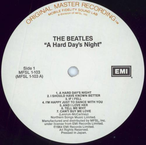 The Beatles A Hard Day's Night vinyl LP album (LP record) US BTLLPAH221544