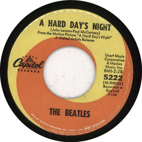 The Beatles A Hard Day's Night 7" vinyl single (7 inch record / 45) US BTL07AH742051