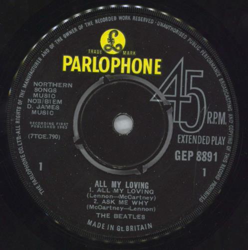 The Beatles All My Loving - 1st 7" vinyl single (7 inch record / 45) UK BTL07AL455548