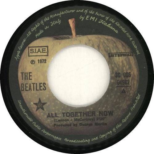 The Beatles All Together Now 7" vinyl single (7 inch record / 45) Italian BTL07AL697099