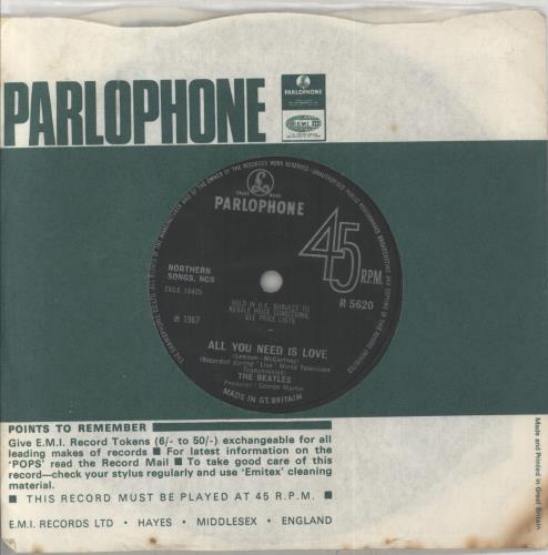 The Beatles All You Need Is Love - 2nd [a] - Solid 7" vinyl single (7 inch record / 45) UK BTL07AL794052