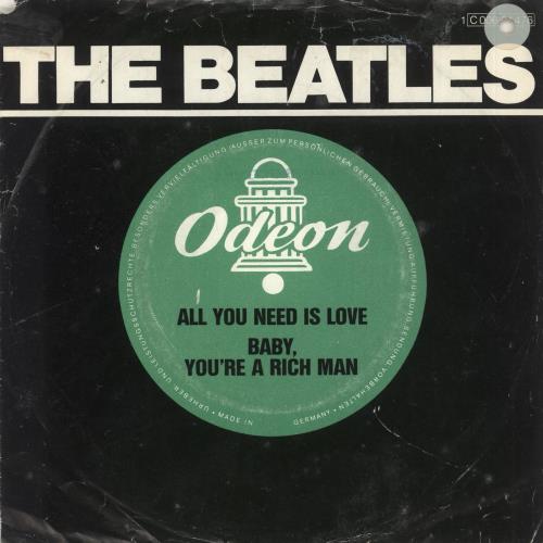 The Beatles All You Need Is Love - VG/EX 7" vinyl single (7 inch record / 45) German BTL07AL741699