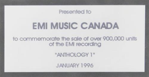 The Beatles Anthology 1 award disc Canadian BTLAWAN458090