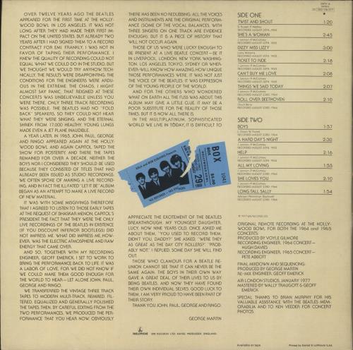The Beatles At The Hollywood Bowl + Inner - EX vinyl LP album (LP record) UK BTLLPAT210275