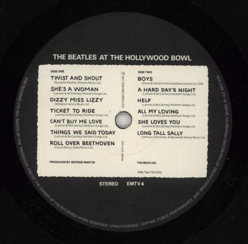 The Beatles At The Hollywood Bowl + Inner - VG Sleeve vinyl LP album (LP record) UK BTLLPAT868085