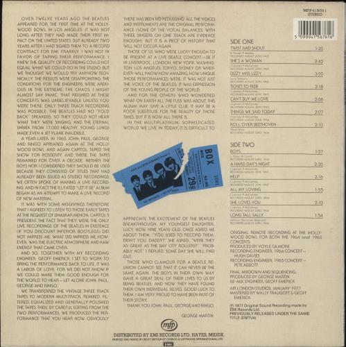 The Beatles At The Hollywood Bowl vinyl LP album (LP record) UK BTLLPAT243878