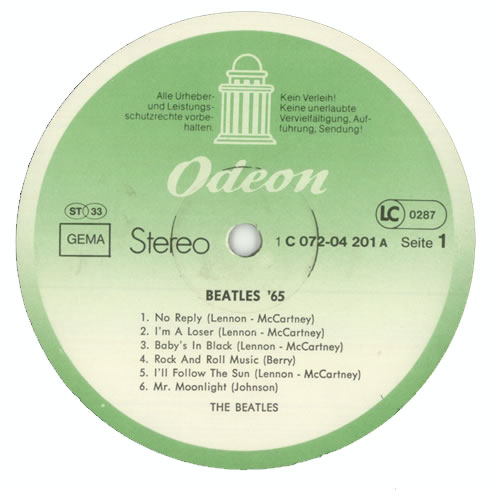 The Beatles Beatles '65 - Green Odeon vinyl LP album (LP record) German BTLLPBE501097
