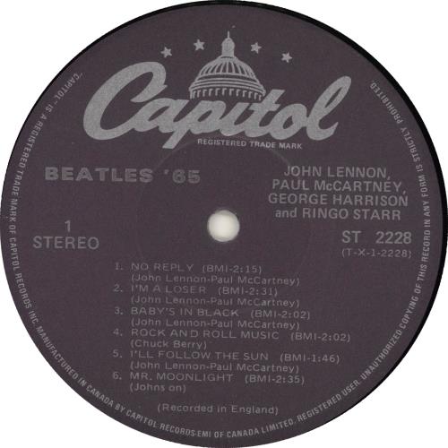The Beatles Beatles '65 - Purple Label vinyl LP album (LP record) Canadian BTLLPBE562380