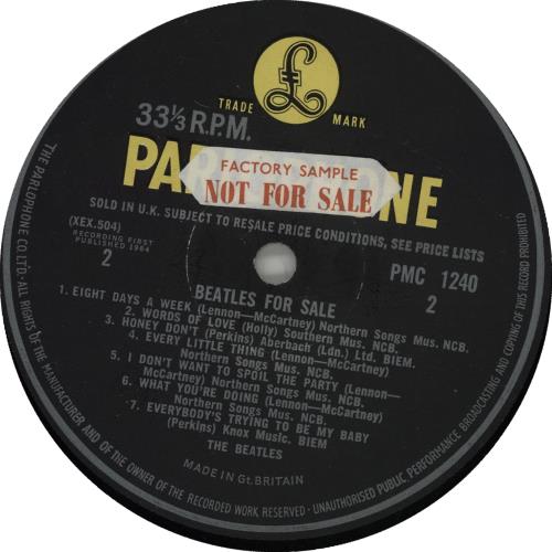 The Beatles Beatles For Sale - Factory Sample vinyl LP album (LP record) UK BTLLPBE666608