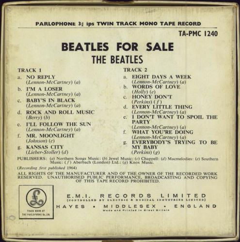The Beatles Beatles For Sale - Mono Reel-To-Reel Tape Reel to Reel UK BTLRRBE713716