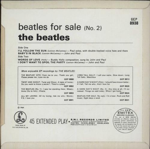 The Beatles Beatles For Sale No. 2 EP - 1st - KT 7" vinyl single (7 inch record / 45) UK BTL07BE764008