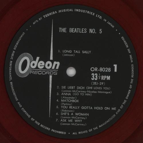 The Beatles Beatles No.5 - Red Vinyl + Intact Green Point Obi vinyl LP album (LP record) Japanese BTLLPBE218198